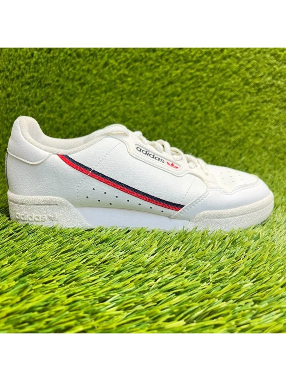 Adidas Continental 80 Boys Size 4.5Y White Red Athletic Leather Shoes Sneakers